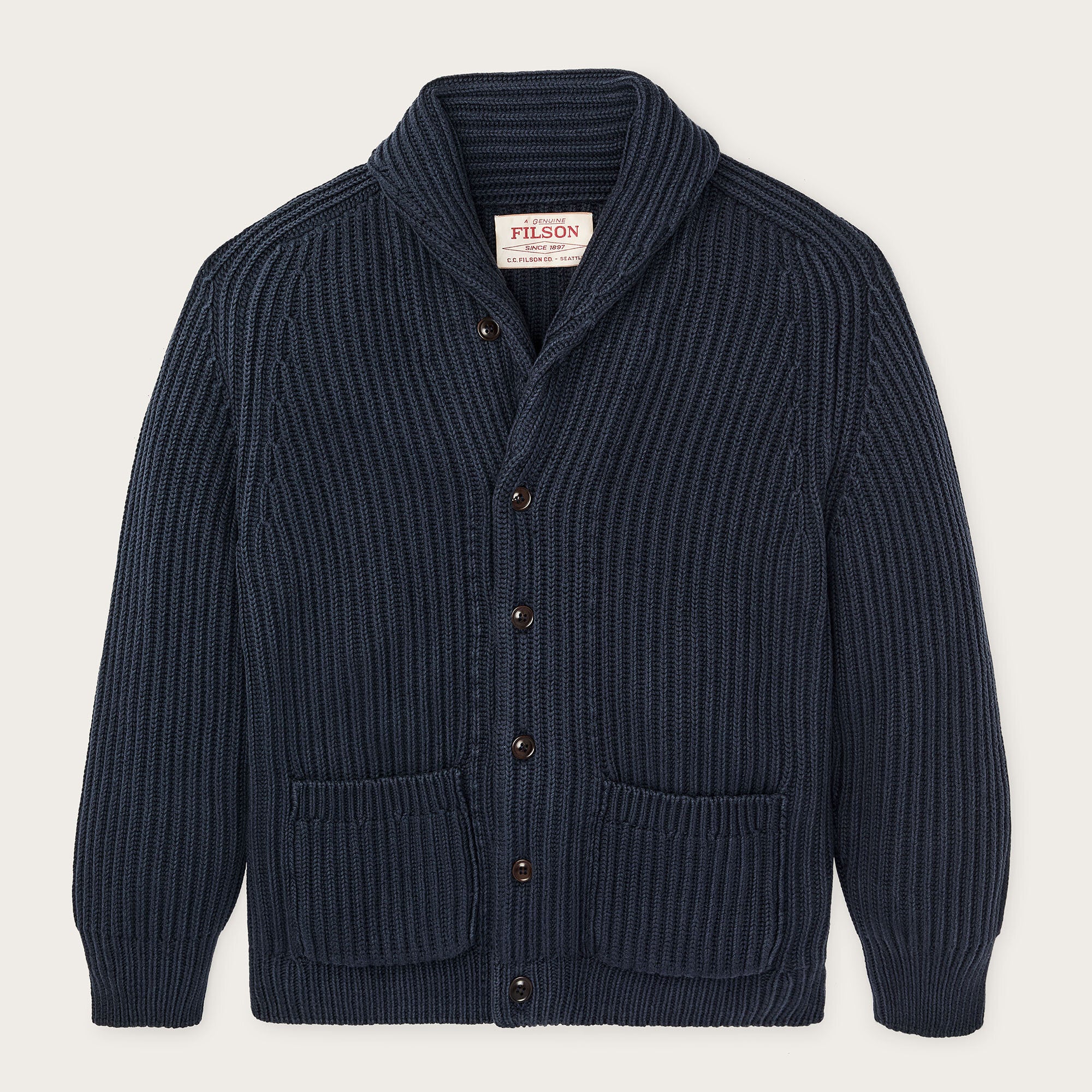 FISHERMAN RIB COTTON CARDIGAN
