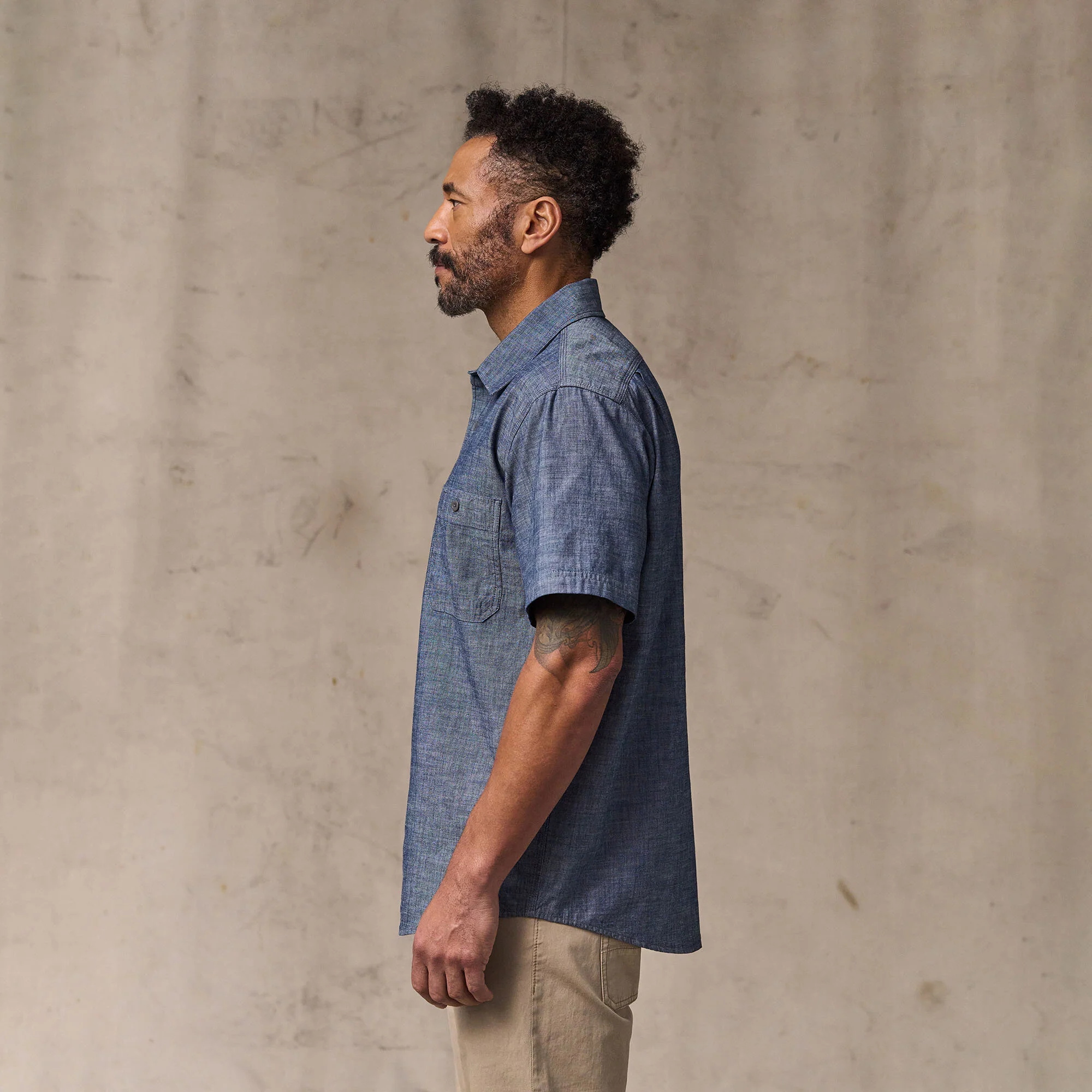 SHORT SLEEVE CHAMBRAY SHIRT - Image 6